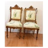 Eastlake Victorian Armless Carved Parlor Chairs