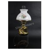 Electric Brass & Milk Glass Shade Table Lamp