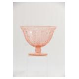 Pink Clear & Frosted Pedestal Fruit Bowl