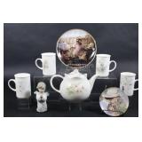Sadler Tea Pot with Matching Coffee Mugs & Plates