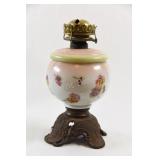 Kerosene Hand Painted Pink & Yellow Glass Lamp