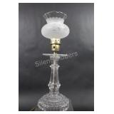 Clear Embossed Pressed Glass Oil Lamp - Electric