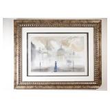 Watercolor Signed by Artist, Lady in Paris