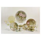 Rose Yellow & Pink Hand Painted Bowls, Platters