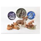 Royal Doulton Plate & Fox Figurines