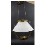 Retractable Oil Hanging Milk Glass Shade & Frame