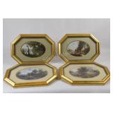 Octagon Gold Gilt Framed Scenery Prints