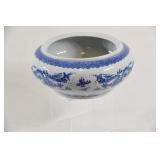 Stamped Blue & White Asian Large Rimmed Bowl