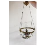 Kerosene Milk Glass & Brass Adjustable Chandlier