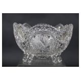 Footed Decorative Heavy Crystal Bowl with Frosted