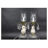 Electric Etched Gold & Milk Glass & Prisms Holders