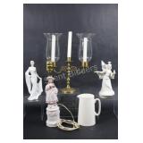 Brass Candlebrae, Lady Angles Noritake Lamp