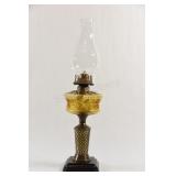 Kerosene Embossed Yellow Glass & Brass Column Lamp