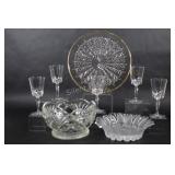 Pressed Glass & Frosted Bowls, Trays & Stemware