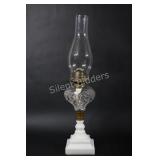 Kerosene Milk Glass Base & Embossed Lamp