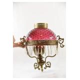 Kerosene Cranberry Hobnail Glass Chandelier