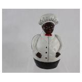Vtg Cast Iron Black Americana Jolly Chef Coin Bank