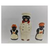 Rare Black Americana Chef Sugar Shaker & Set