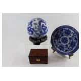 Bombay Company Decorative Ball, Tray & Carved Box