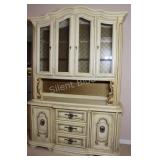 Traditional Style Antique Cream Hutch & Buffet