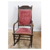 Pressed Back Wood High Back Rocking Chair