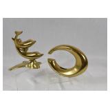 Retro Solid Brass Vase & Dolphin Figurines