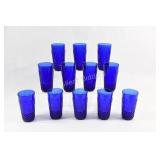 Pressed Glass Cobalt Blue High Ball Glasses