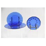 Pressed Glass Cobalt Blue 3PC Place Setting X 12