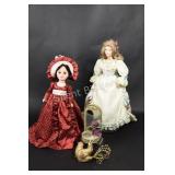 Porcelain Collectible Dolls, Dove & Candle Holder