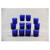 Pressed Glass Cobalt Blue Low Ball Glasses