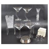 Martini Glasses, Crystal Vase & Coaster Set