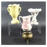 Ceramic Pitcher, Vase & White Cherub Soap Dish