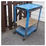 Three Level Metal & Wood Tool Table &Caster Wheels