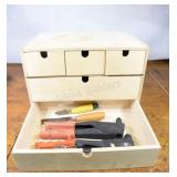 Wood Box with Hand Tools - see images.