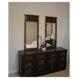 Vintage Decorative Dresser & Attached Mirrors