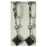 14K White Gold Black Diamond Earrings