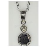 10K W Gold Black & White  Diamond Pendant Necklace