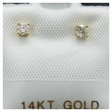 14K Yellow Gold, Diamond Earrings