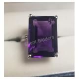 Sterling Silver Large Amethyst Ring