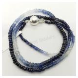 Sterling Silver Clasp Sapphire Beads Necklace