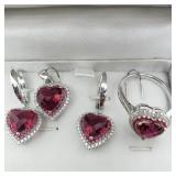 Sterling Silver Pendant, Earrings, Ring Set