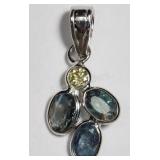 14K White Gold Alexandrite and Diamond Pendant