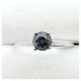 10K White Gold Black Diamond 0.68Ct 1.3Gm Ring