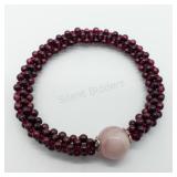 Garnet Rose Quartz Stretchable Bracelet