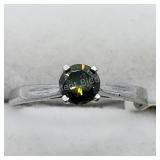 10K White Gold Vivid Green Diamond Ring