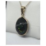 14K Yellow Gold Black Enhanced Opal Necklace