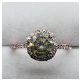 14K Rose Gold Light Green Diamond 36 Side Dia Ring
