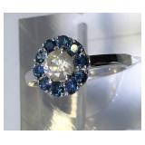 10kt. White Gold Diamond & Sapphire Ring