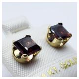 10K Yellow Gold Garnet Earrings