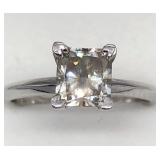 10K White Gold Champagne Diamond Solitaire Ring